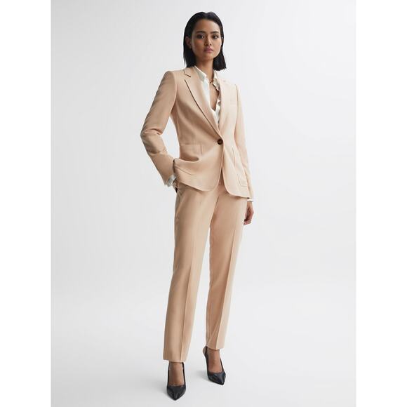 Reiss Size Camel Ember Tailored Single Breasted Blazer Jacket